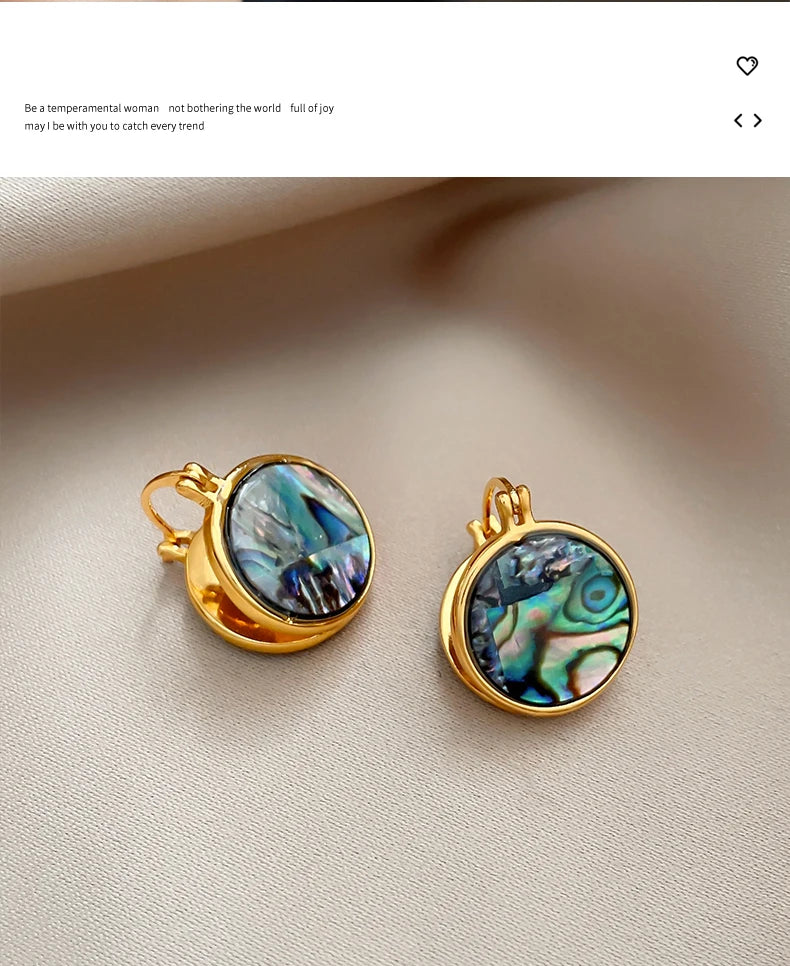 Luxury Abalone Shell Round Earrings for 2025 Women's Unusual Ear buckle Party Trendy Jewelry Young Girl’s Gold Color Accessories by Reinvent Yourself