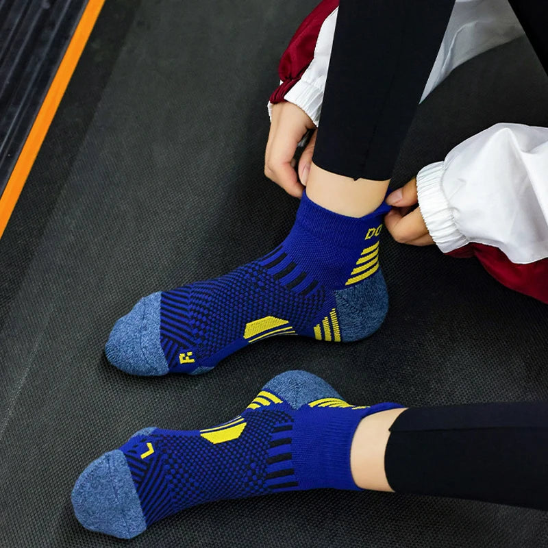 3 Pairs Marathon Socks Men Women Professional Sport Ankle Running Socks Thickened Cushioned Tube Low Cut Fitness Short Sock Mesh by Reinvent Yourself