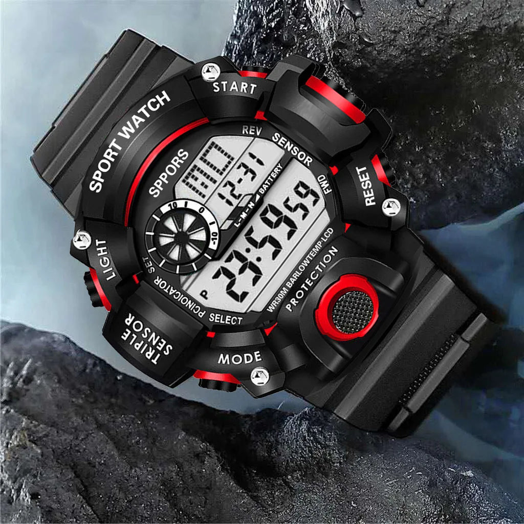 Fashion Men's Watch Sports Electronic Wristwatch Large dial Multifunctional Waterproof Luminous Alarm Kids Male's Military Watch by Reinvent Yourself