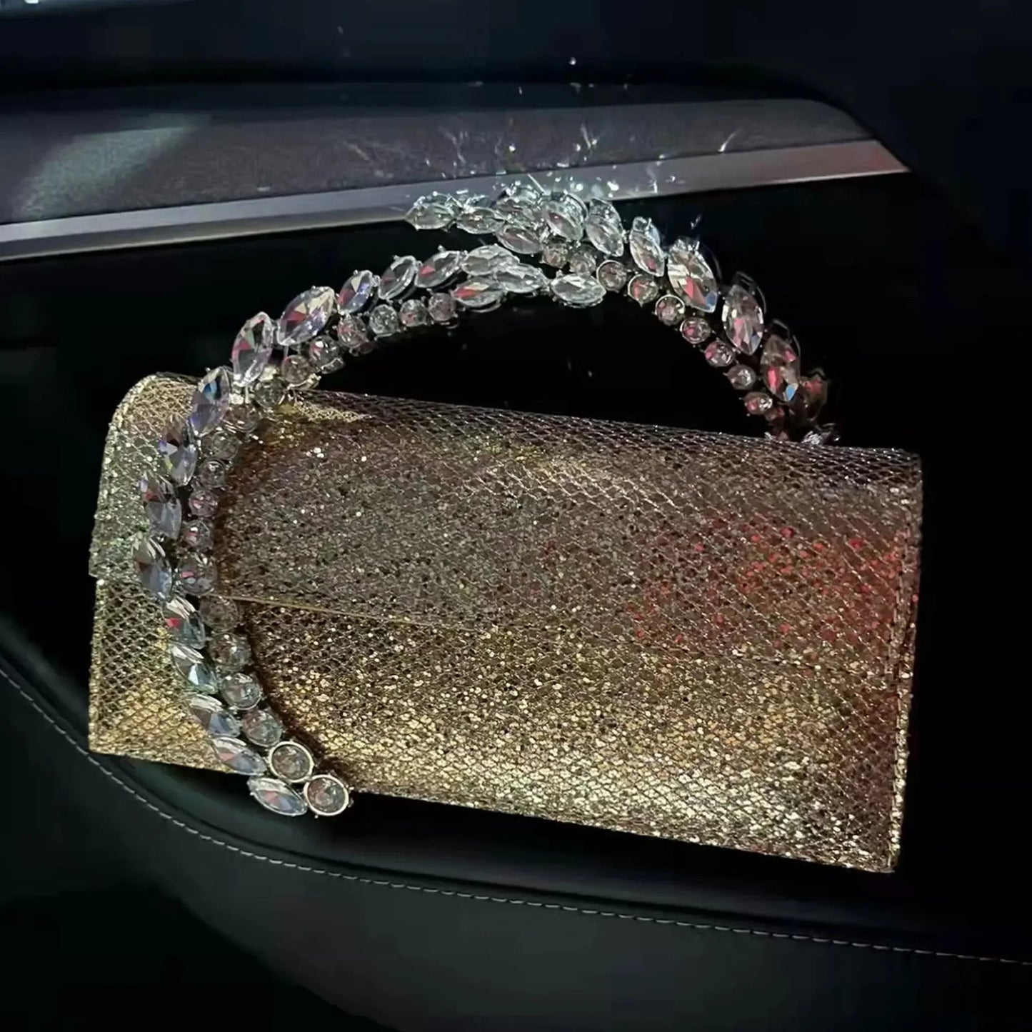 Luxury Diamond Evening Bag Clutch Satin Women Designer Handbags Crystal Silk Shoulder Crossbody Bags for Women Wedding Box Bag by Reinvent Yourself