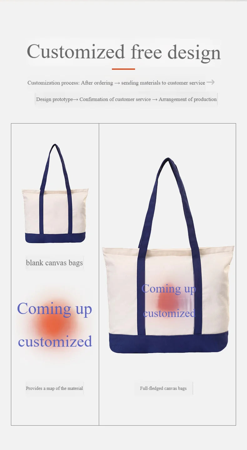 Customizable Tote Bag for Women - Reusable Cotton Canvas Grocery Bag with Logo Printing, Eco-Friendly Shoulder Handbag by Reinvent Yourself