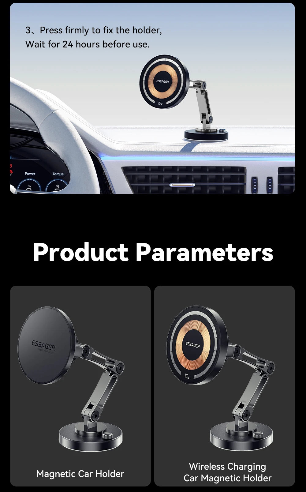 Essager Magnetic Wireless Charger Car Phone Holder 15W Fast Charging Easy Paste Mount Stand For Magsafe iPhone 15 14 13 Pro Max by Reinvent Yourself