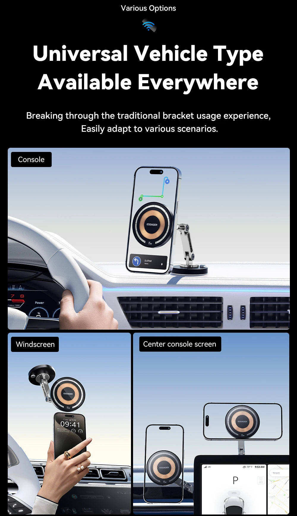Essager Magnetic Wireless Charger Car Phone Holder 15W Fast Charging Easy Paste Mount Stand For Magsafe iPhone 15 14 13 Pro Max by Reinvent Yourself