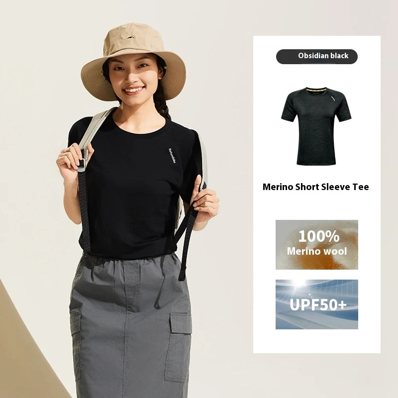 Naturehike Sports T-Shirt 100% Merino Wool Short Sleeve Running Training Outdoor Men Women Breathable Quick-Drying Sweatshirt by Reinvent Yourself