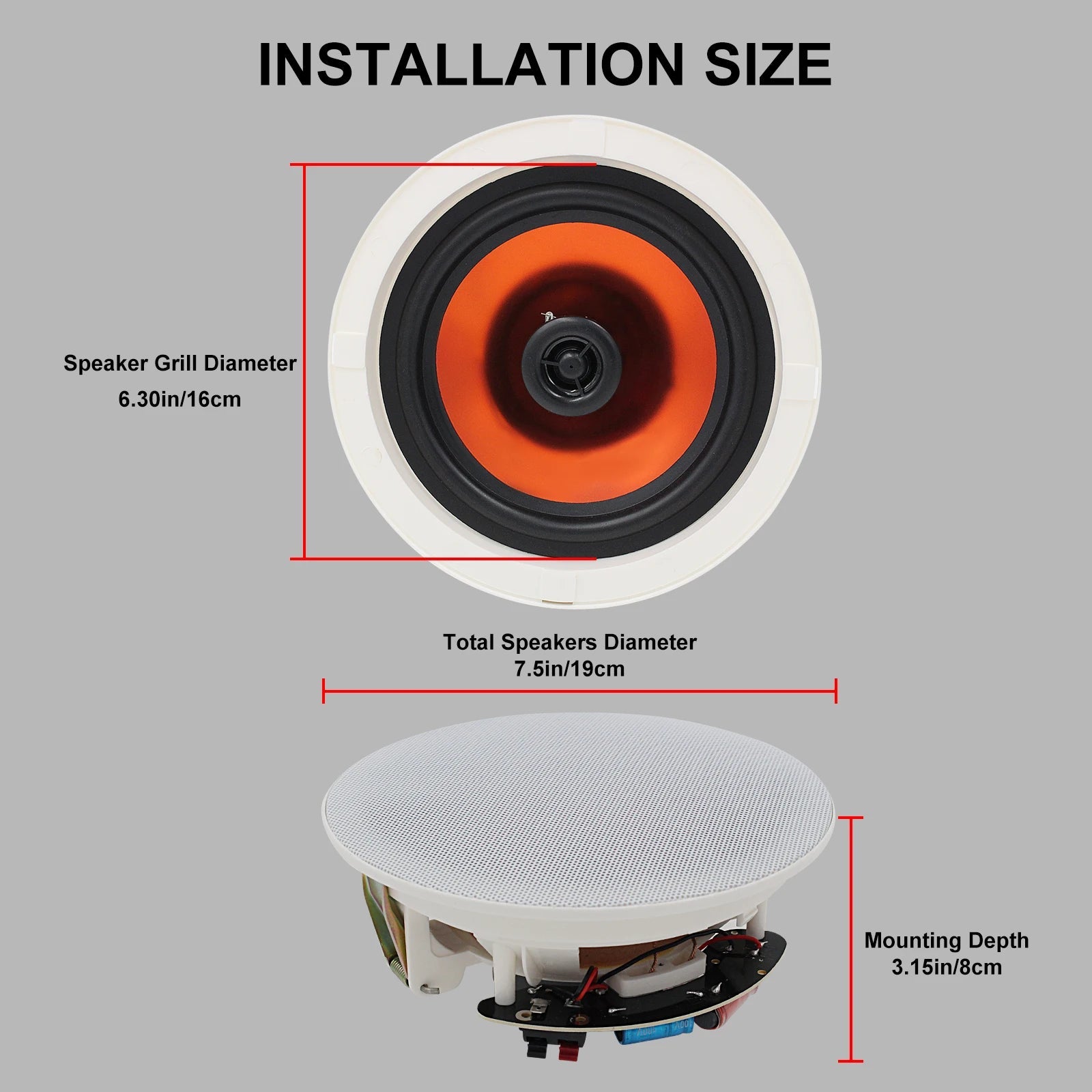 Herdio 6.5 Inch Home Audio 300W Ceiling Bluetooth Speaker Home Recessed Speaker System For Indoor Kitchen Bedroom Bathroom 2PCS by Reinvent Yourself