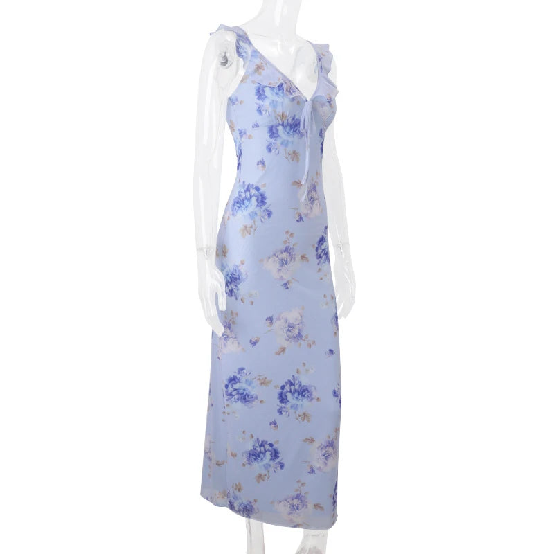Summer Flower Printed Women's Sexy Low-cut Dress Sleeveless Backless Slim Sling Dresses 2026 Beach Vacation Lady Vestidos by Reinvent Yourself