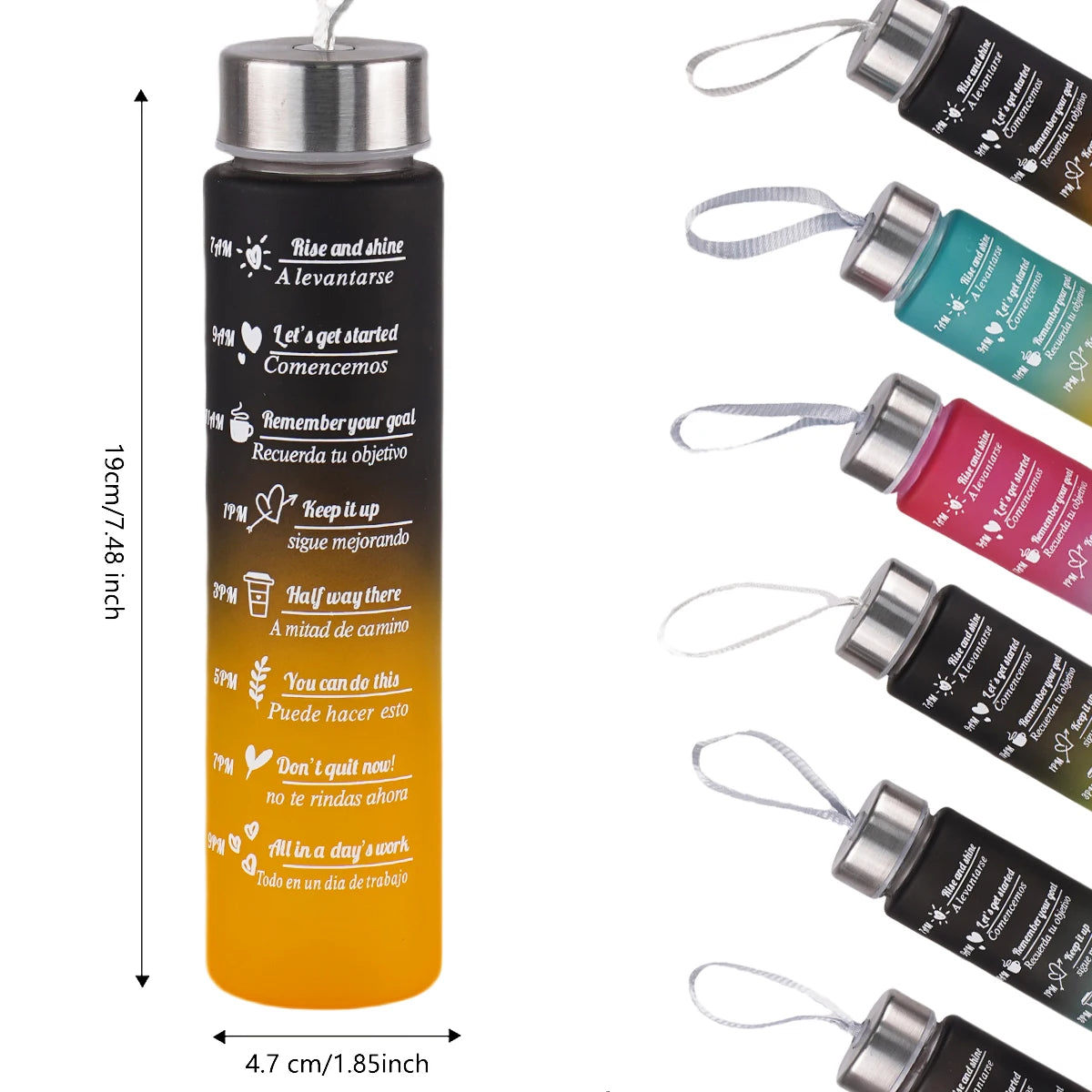 300ml Water Bottle BPA Free leak proof High Quality Drink Bottles With Time Marker Fitness Sports Reusable Outdoors by Reinvent Yourself