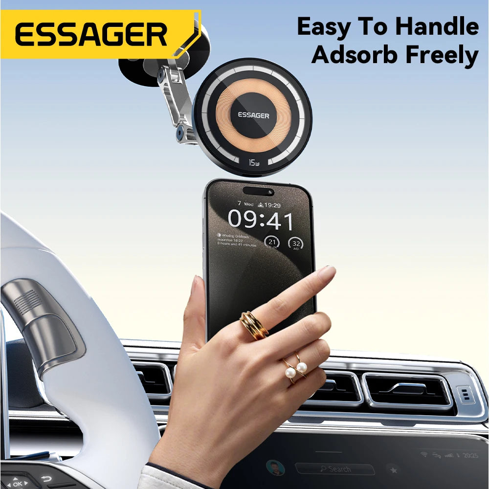 Essager Magnetic Wireless Charger Car Phone Holder 15W Fast Charging Easy Paste Mount Stand For Magsafe iPhone 15 14 13 Pro Max by Reinvent Yourself