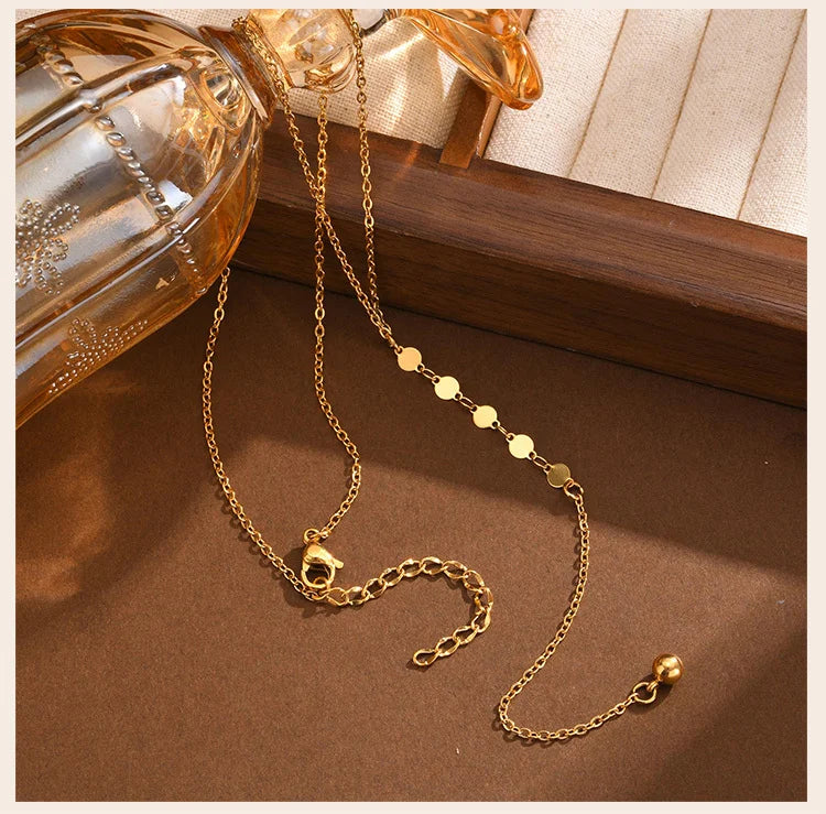 Lariat Necklace, Tiny Ball Pendant Y Drop Long Necklace For Women, Stainless Steel Gold Plated Jewelry Party Gifts by Reinvent Yourself