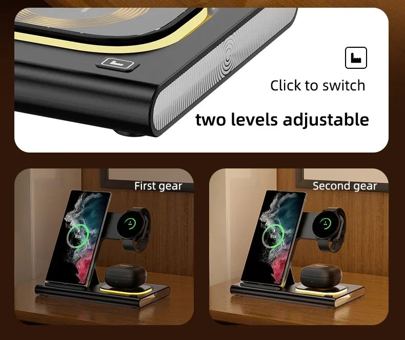 3 in 1 LED Foldable Wireless Charger Stand For Samsung S24 S23 S22 Watch 6 5 4 Active 1 2 Galaxy Buds Pro Fast Charging Station by Reinvent Yourself