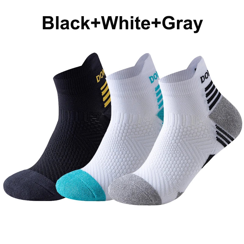 3 Pairs Marathon Socks Men Women Professional Sport Ankle Running Socks Thickened Cushioned Tube Low Cut Fitness Short Sock Mesh by Reinvent Yourself