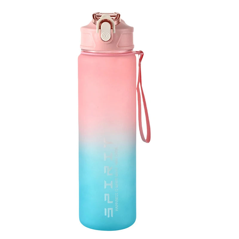800ml/28oz Large Capacity Sports Water Bottle Leak Proof Colorful Plastic Cup Drinking Outdoor Travel Portable Gym Fitness Jugs by Reinvent Yourself