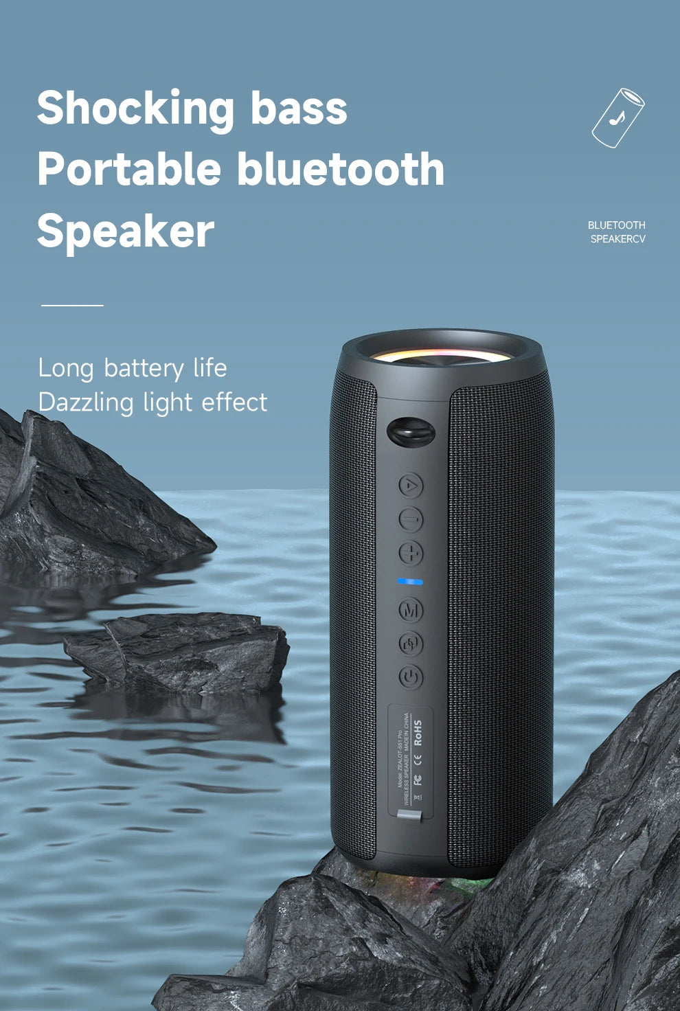 ZEALOT-S51PRO 40W High-power Bluetooth Speaker 3D Stereo Bass Bluetooth Speaker Portable IPX5 Waterproof Suitable TWS Boom Box by Reinvent Yourself