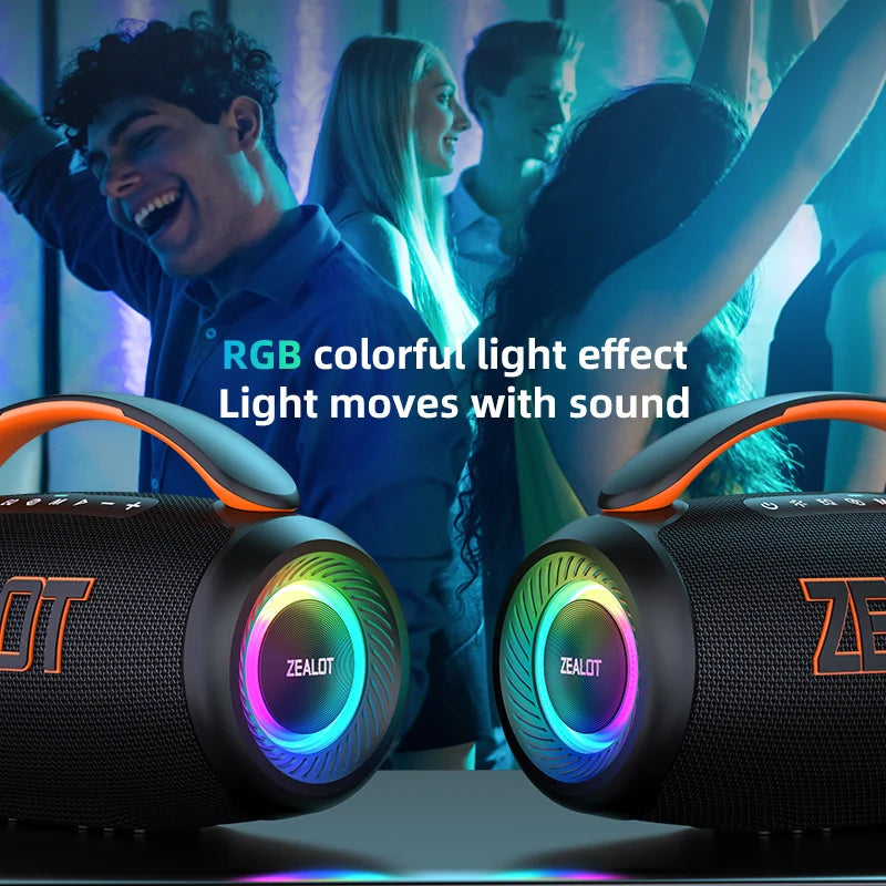 Zealot-P12 Speaker 60W Portable Bluetooth Speaker with IPX6 Waterproof, Comfortable handle,Controllable lighting,TF,USB by Reinvent Yourself