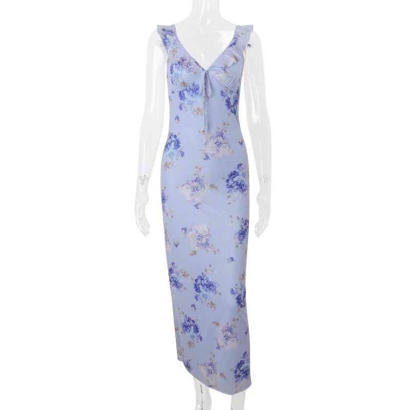 Summer Flower Printed Women's Sexy Low-cut Dress Sleeveless Backless Slim Sling Dresses 2026 Beach Vacation Lady Vestidos by Reinvent Yourself