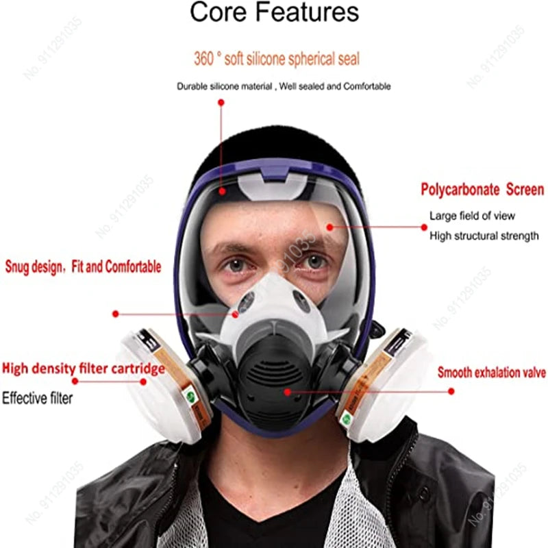 Chemical Gas Mask 6800 Dust Respirator Anti-Fog Full Face Mask Filter For Industrial Acid Gas, Welding Spray Paint Insecticide by Reinvent Yourself