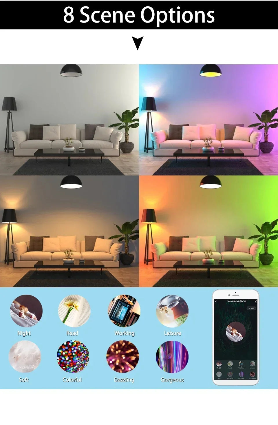 Tuya RGB LED Light Bulbs Smart WiFi E27 Smart Lamp 220V 110V 10W 15W 20W Lamp Smart Life APP Google Assisatnt Voice Control by Reinvent Yourself