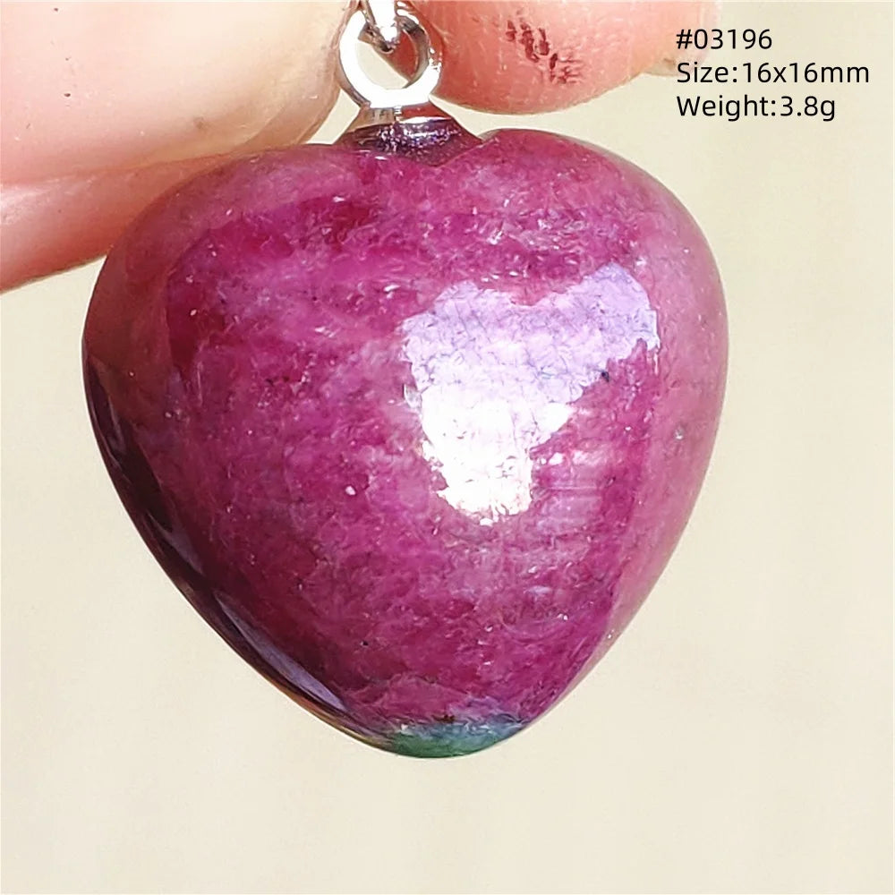 Natural Red Ruby Pendant Jewelry Love Heart Watermelon Ruby Zoisite Necklace Women Men 925 Sterling Silver AAAAA by Reinvent Yourself
