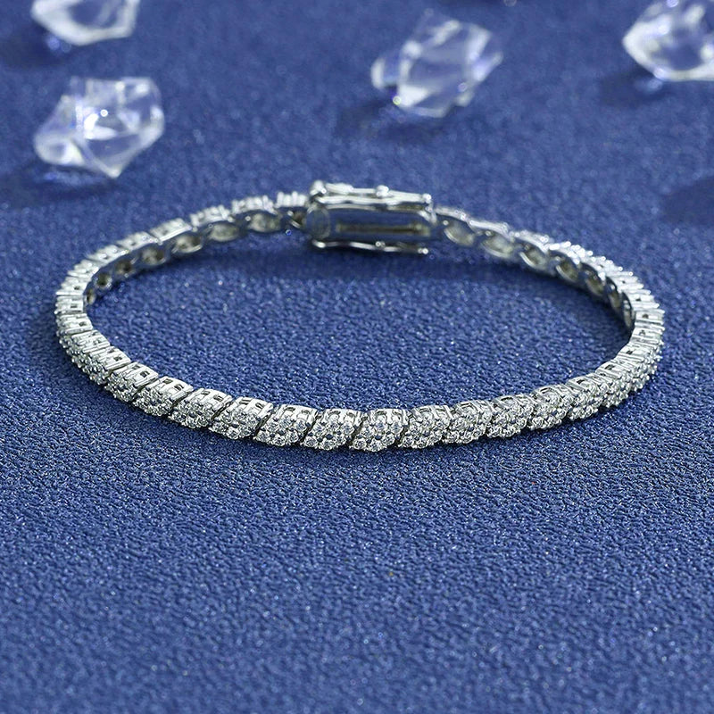 NKHOG Full Moissanite Tennis Bracelets S925 Silver Sparkling Diamond Women Men Party Wedding Bangles Jewelry Gifts GRA Certified by Reinvent Yourself