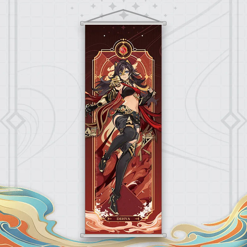 Xiao Yelan Kazuha Hutao Genshin Impact Scroll Canvas Wall Hanging Painting Home Decor Anime Poster Wall Art Room Decoration by Reinvent Yourself
