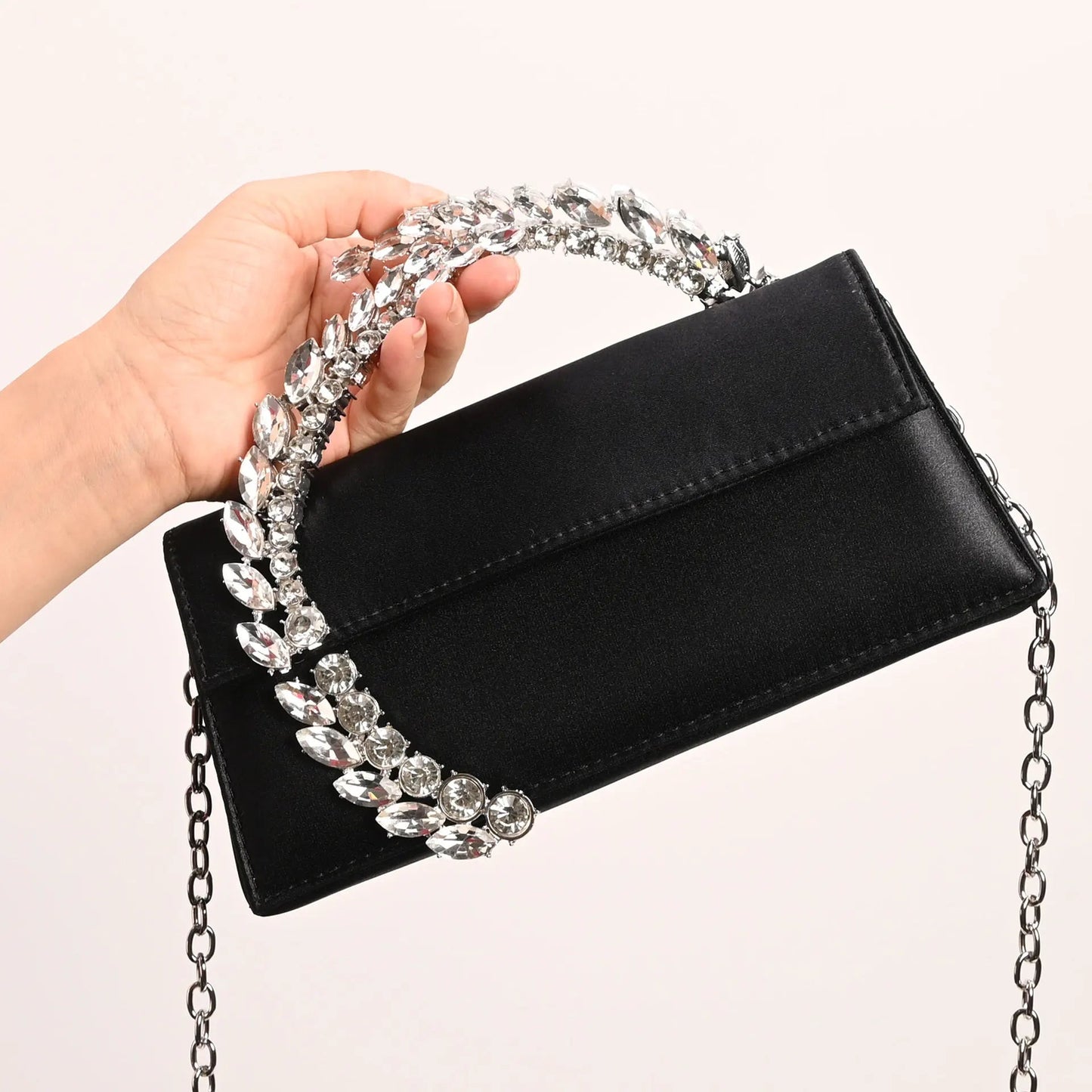Luxury Diamond Evening Bag Clutch Satin Women Designer Handbags Crystal Silk Shoulder Crossbody Bags for Women Wedding Box Bag by Reinvent Yourself