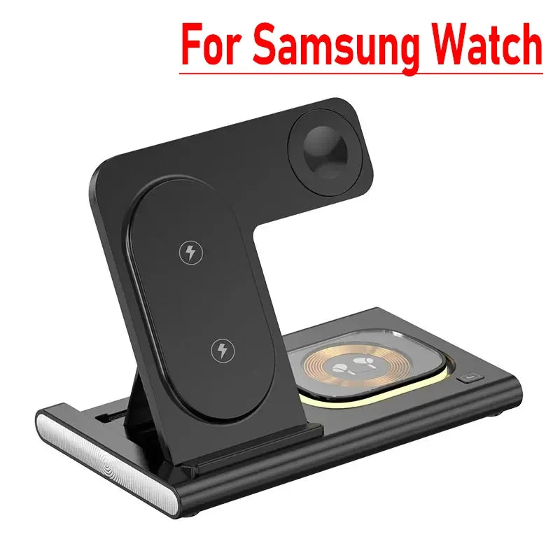 3 in 1 LED Foldable Wireless Charger Stand For Samsung S24 S23 S22 Watch 6 5 4 Active 1 2 Galaxy Buds Pro Fast Charging Station by Reinvent Yourself