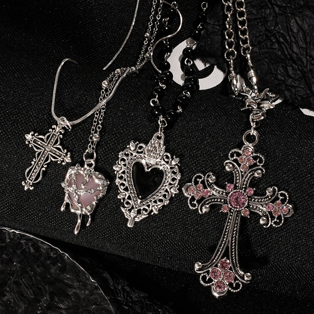 Y2K Sweet Cool Girl Personalized Creative Cross Love Pendant Necklace, Suitable for Daily Wearing by Reinvent Yourself