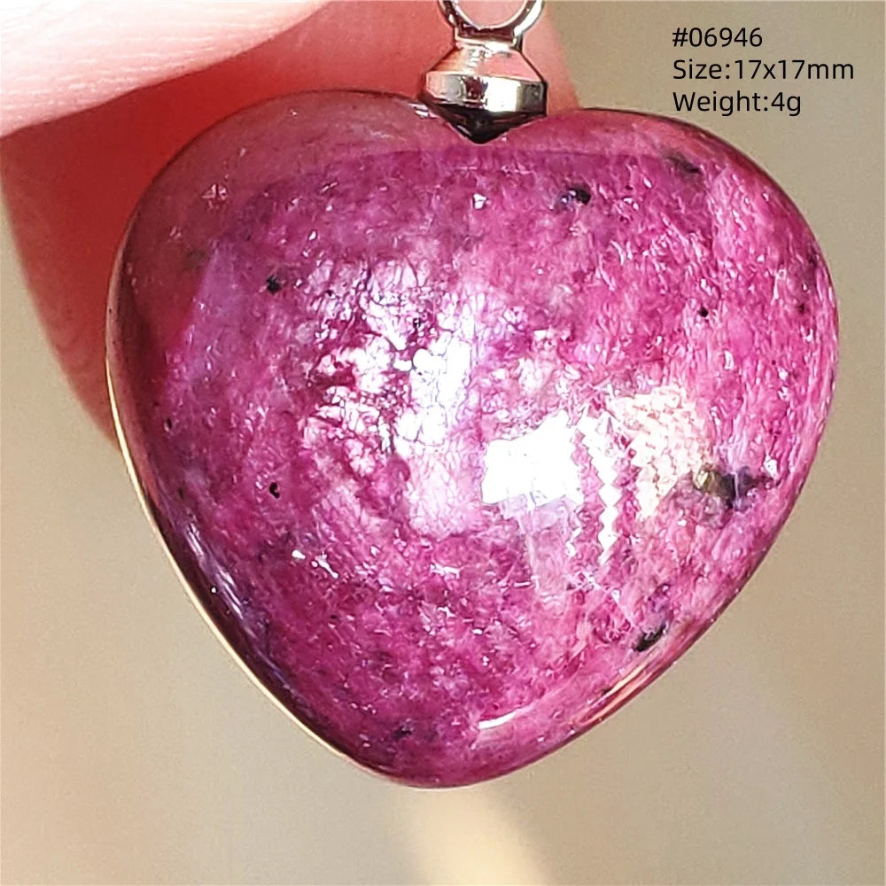 Natural Red Ruby Pendant Jewelry Love Heart Watermelon Ruby Zoisite Necklace Women Men 925 Sterling Silver AAAAA by Reinvent Yourself