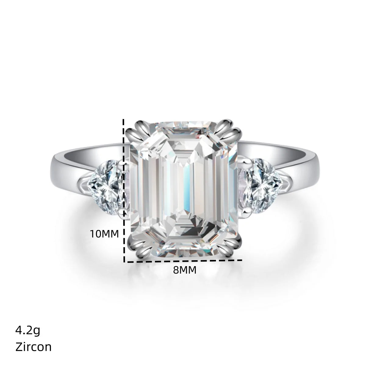 S925 Sterling Silver 4-Carat Sugar Cube Pagoda Ring Women's Premium Ladies Luxury Exquisite Gift Jewelry by Reinvent Yourself