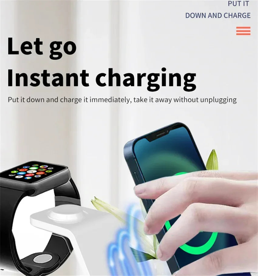30W 3 In 1 Wireless Charger Stand Dock For iPhone 15 14 13 12 11 XS Apple Watch 8 7 AirPods Induction Fast Charging Station by Reinvent Yourself