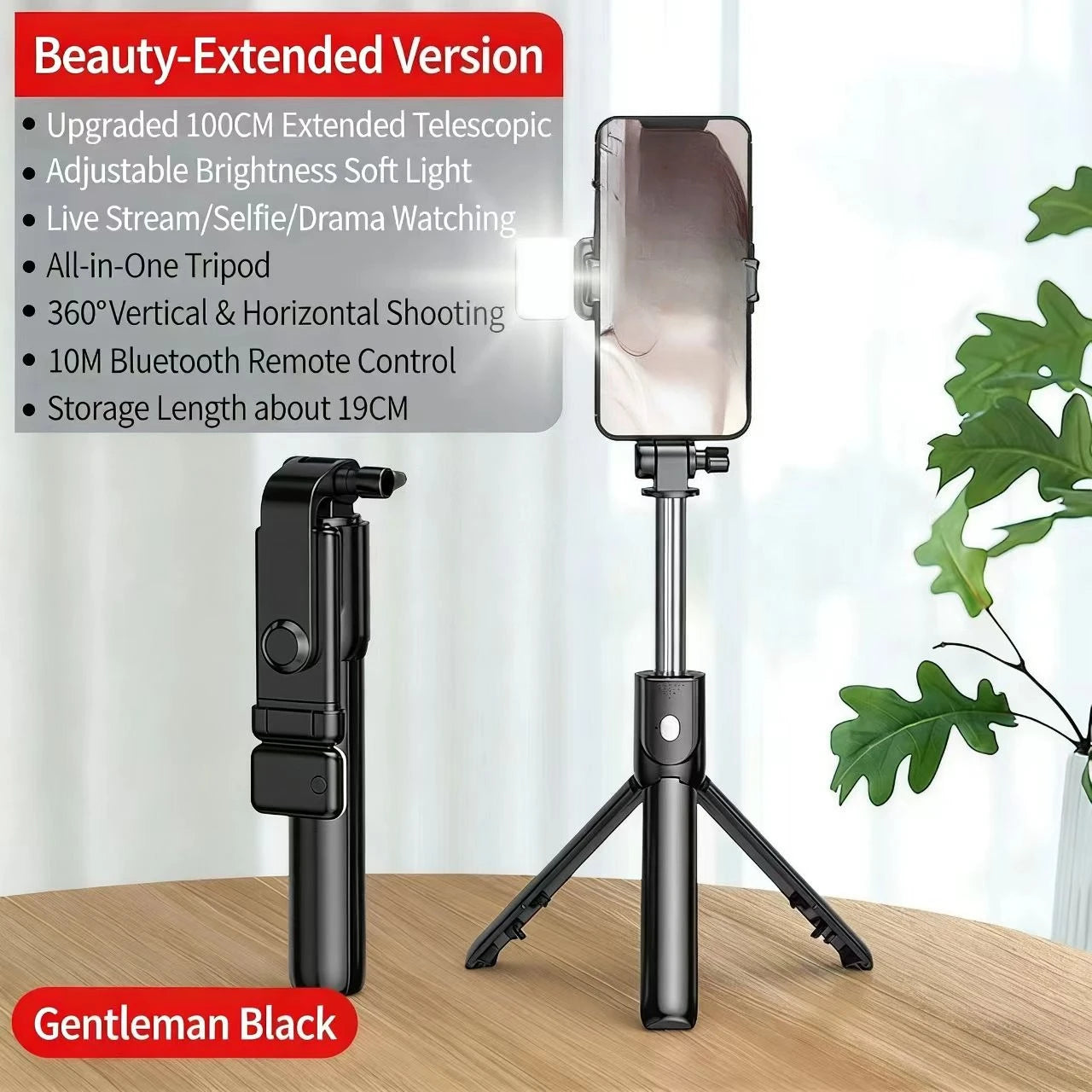 Portable Bluetooth Selfie Stick Mobile Tripod Holder with Remote Shutter Extendable Wireless Remote Retractable Phone Stand by Reinvent Yourself