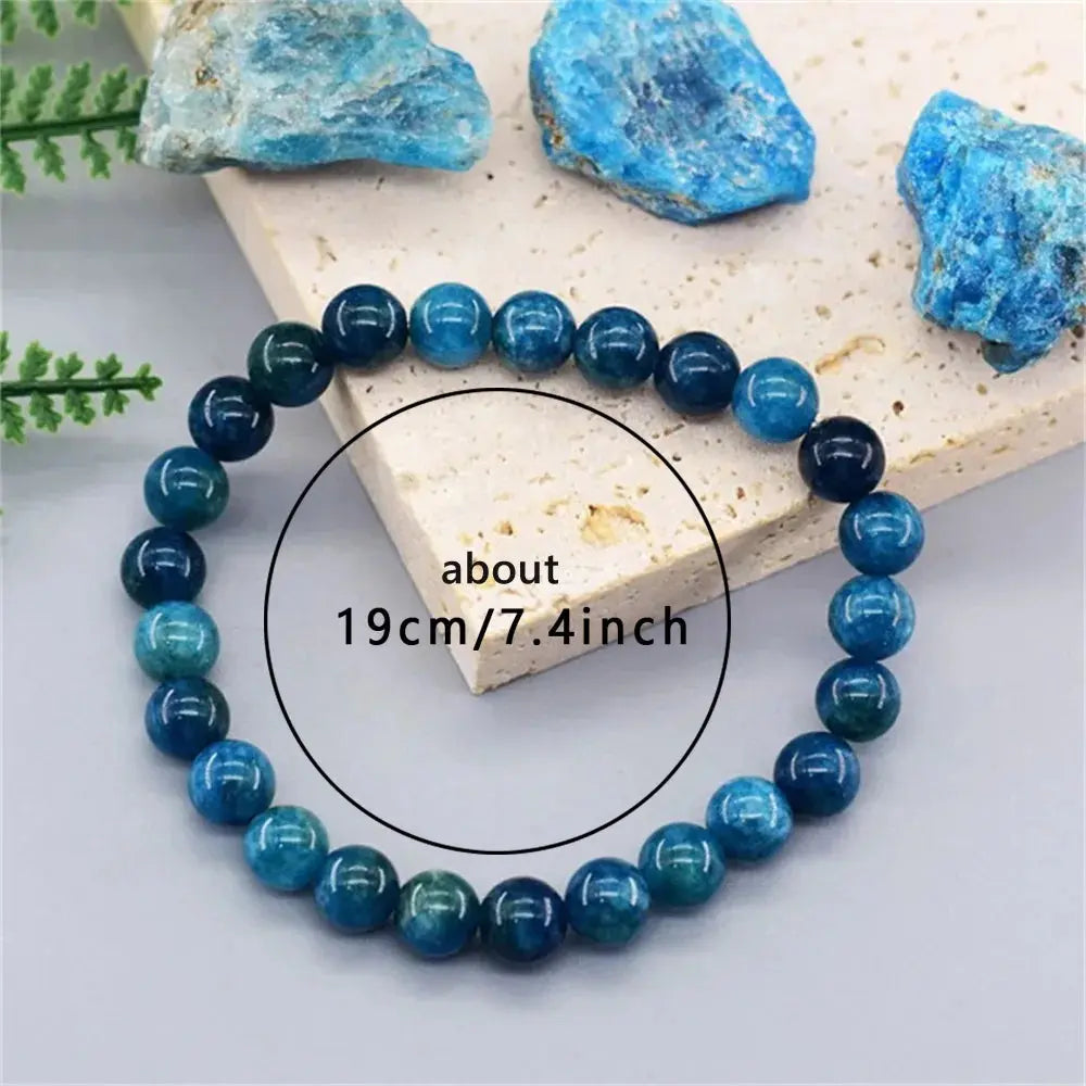 Original stone bracelet for women men trendy Blue Apatite beaded gemstone bracelets boss day scene employee appreciation gifts by Reinvent Yourself