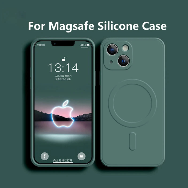 For Magsafe Magnetic Wireless Charge Case For iPhone 14 13 12 11 15 Pro Max Mini XR X S 7 8 Plus Soft Liquid Silicone Back Cover by Reinvent Yourself