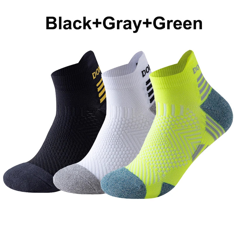 3 Pairs Marathon Socks Men Women Professional Sport Ankle Running Socks Thickened Cushioned Tube Low Cut Fitness Short Sock Mesh by Reinvent Yourself