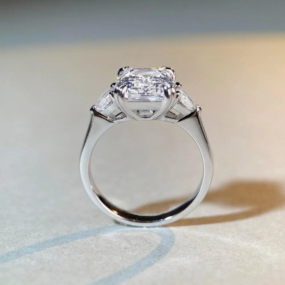 S925 Sterling Silver 4-Carat Sugar Cube Pagoda Ring Women's Premium Ladies Luxury Exquisite Gift Jewelry by Reinvent Yourself