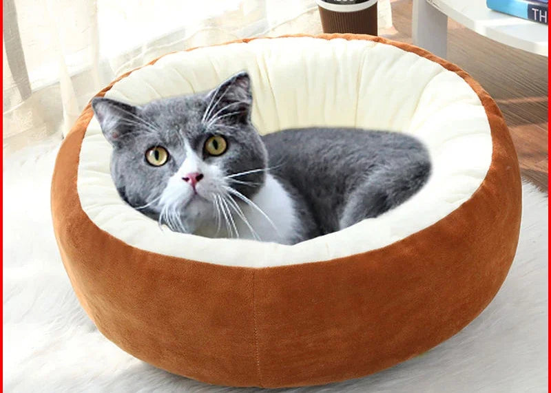 Pet Bed Warming Small Dog House Soft Sofa Donut Cat Bed Warming Indoor Round Pillow Kennel Cuddler Faux Fur Puppy Mat Dog Beds by Reinvent Yourself