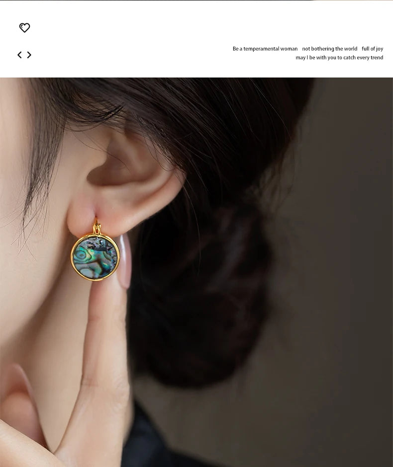 Luxury Abalone Shell Round Earrings for 2025 Women's Unusual Ear buckle Party Trendy Jewelry Young Girl’s Gold Color Accessories by Reinvent Yourself