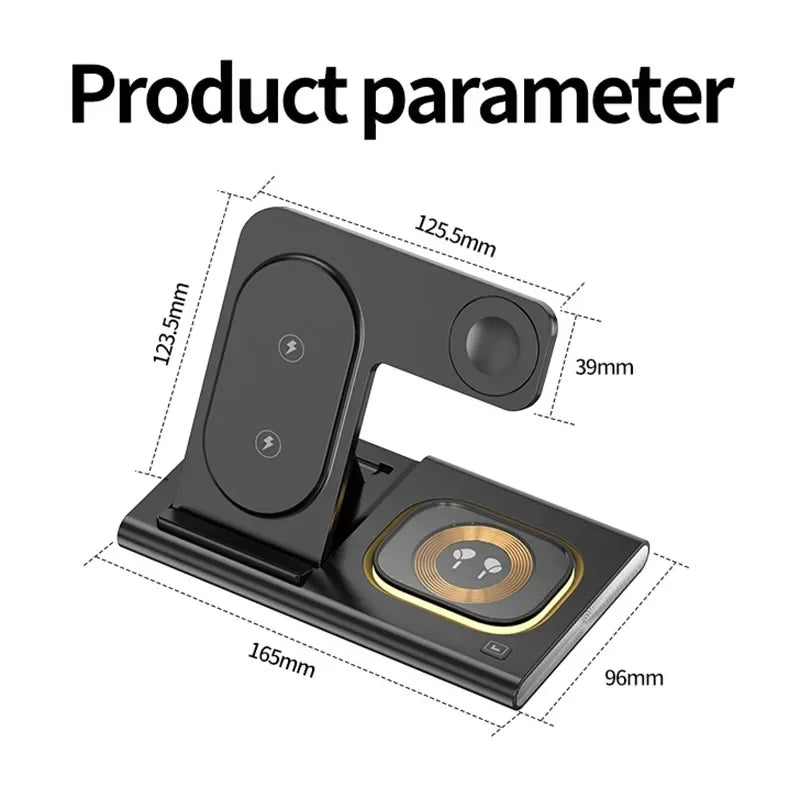 3 in 1 LED Foldable Wireless Charger Stand For Samsung S24 S23 S22 Watch 6 5 4 Active 1 2 Galaxy Buds Pro Fast Charging Station by Reinvent Yourself