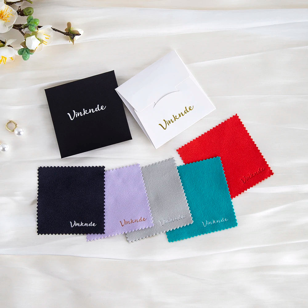 DIY Personalized Polishing Cloths Custom Jewelry Earrings Cleaning Cloth With Logo 8x8cm White Black Paper Individually packaged by Reinvent Yourself