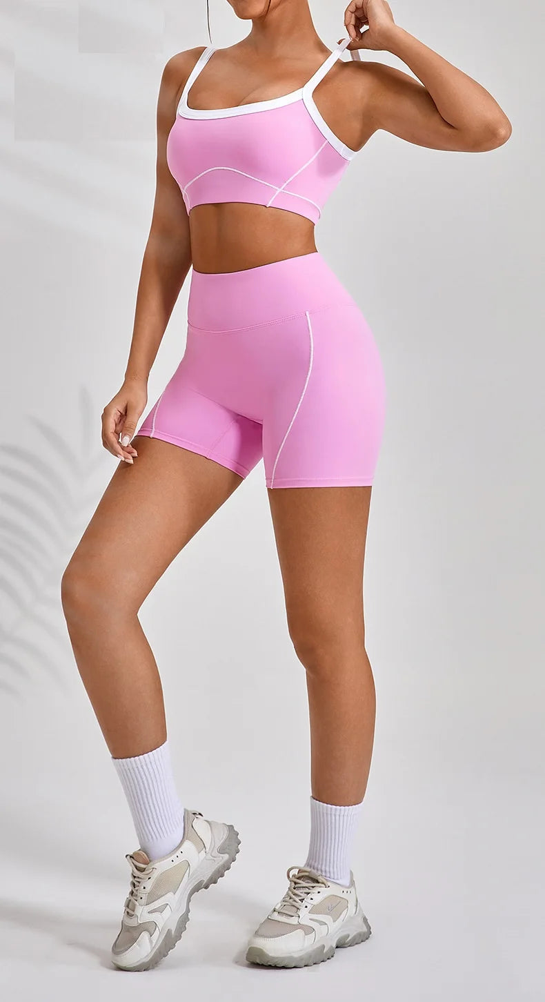 Women's 2024 New INS Network Red Same Hip Lift Body-Tight Sports Fitness One-Piece Yoga 2 Pieces Set by Reinvent Yourself