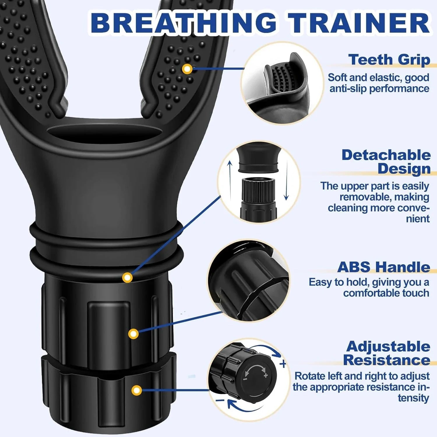 Breathing Trainer Lung Flexer Durable Fitness Exerciser Increases Lung Capacity Breath Adjustable Levels Respiratory Deep Breath by Reinvent Yourself
