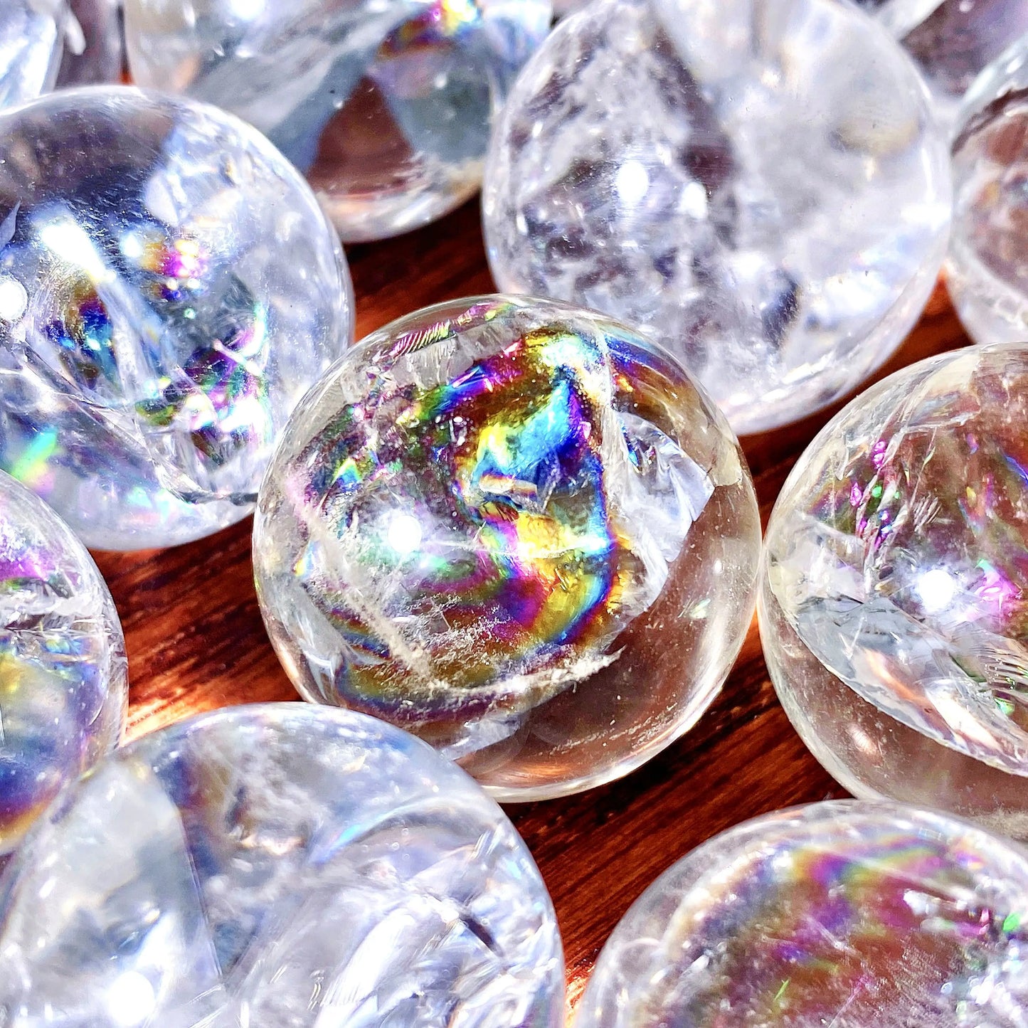 1PC Random Crackle Rainbow Clear Quartz Sphere Natural Crystal,Gemstone Jewelry,Glitter,Healing crystal,Birthday gift,Women gift