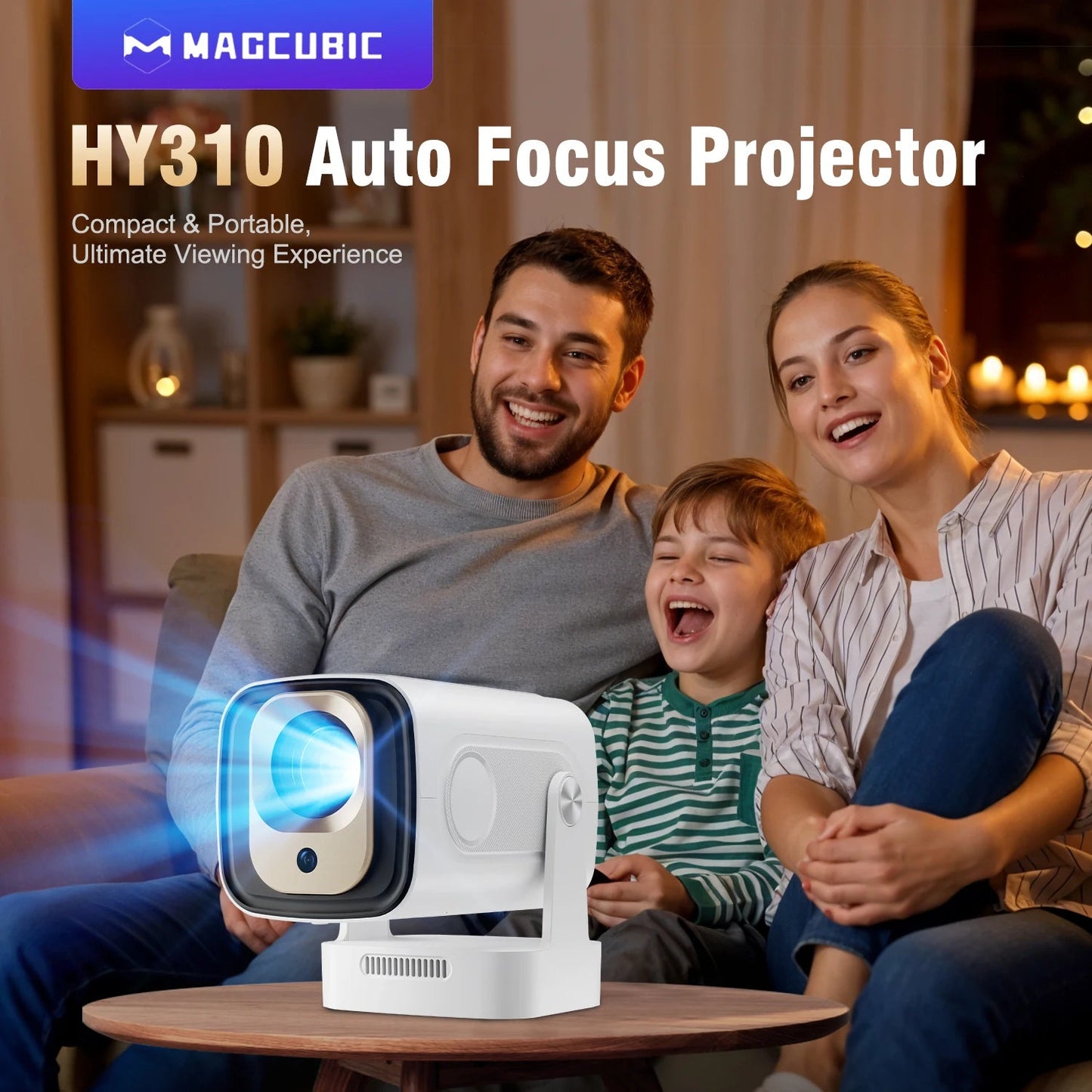 Magcubic HY310 Auto Focus Projector 1080P Native 4K 330ANSI Android 11 WiFi6 BT5.4 Mini Outdoor Movie Projector with Air Mouse by Reinvent Yourself