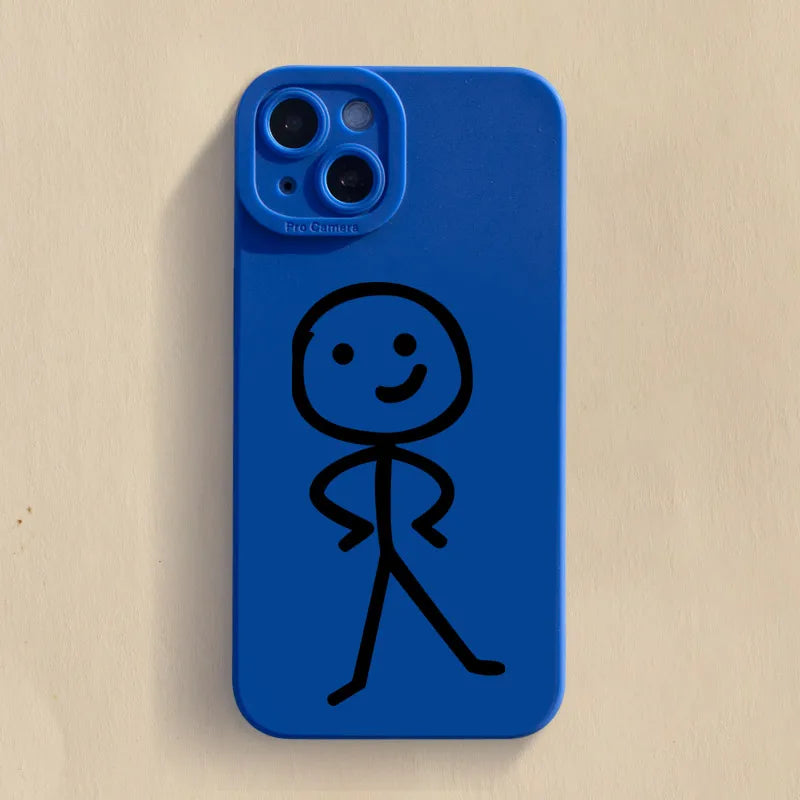 Cartoon Matchman Phone Case For iPhone 11 12 13 14 15 Pro Max XR XS X 7 8 Plus SE 2020 Shockproof Matte Soft TPU Silicone Cover by Reinvent Yourself