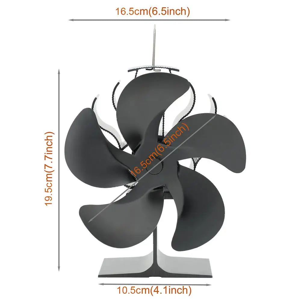 4/5/6 Blades Heat Powered Stove Fan Log Wood Burner Eco-fan Quiet Fireplace Fan Winter Warm Home Heater Efficient Heat Distribu by Reinvent Yourself