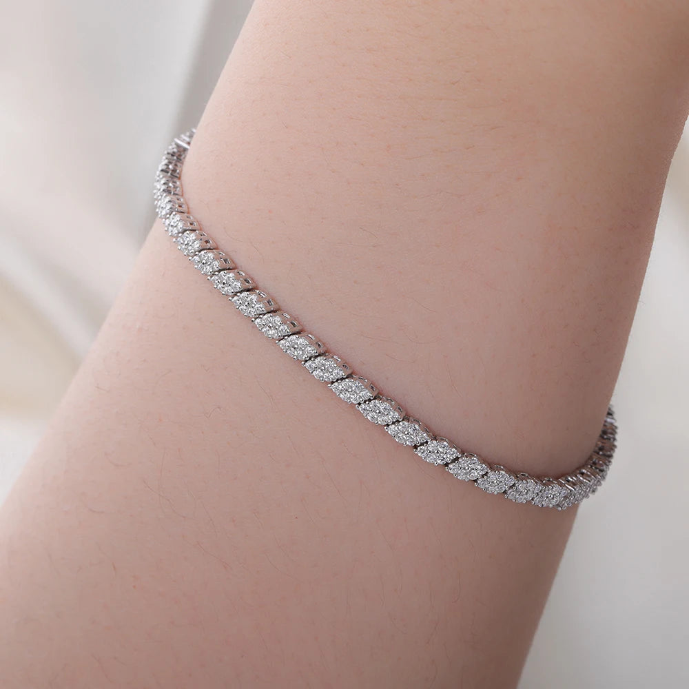 NKHOG Full Moissanite Tennis Bracelets S925 Silver Sparkling Diamond Women Men Party Wedding Bangles Jewelry Gifts GRA Certified by Reinvent Yourself