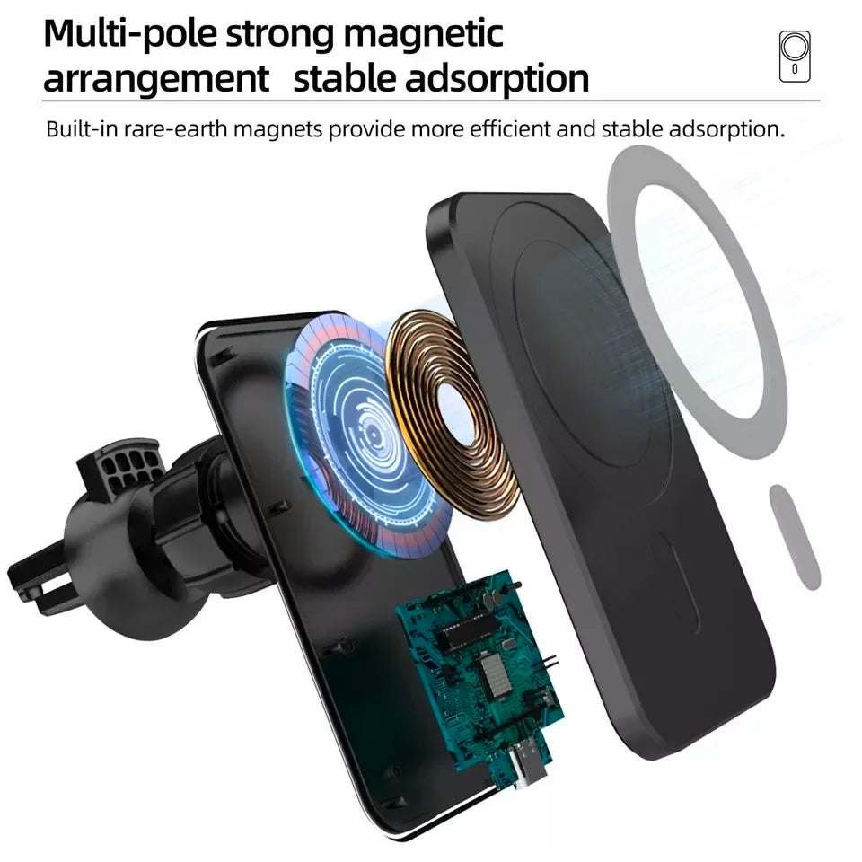 UYUXIO 30W Wireless Charger Magnetic Car Phone Holder for iPhone 16 15 14 13 Pro Max 12 Fast Charging Magnet Induction Adapter by Reinvent Yourself