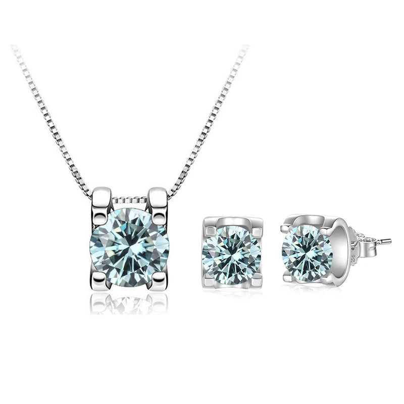 JoyceJelly 3ct D Clolor Real Moissanite Jewelry Sets Women's Sterling Silver 925 Earrings Necklace For Women Bridal Set Gifts by Reinvent Yourself