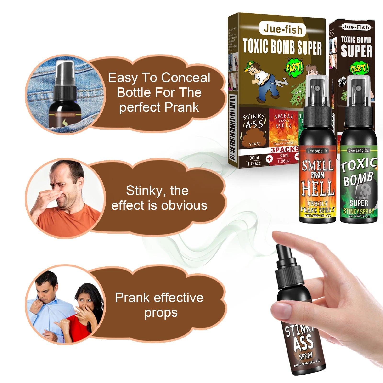 Novelties Liquid Fart Gag Prank Joke Spray Can Stink Bomb Smelly Stinky Gas Joke Sprinkle Prank Family Entertainment Supply by Reinvent Yourself