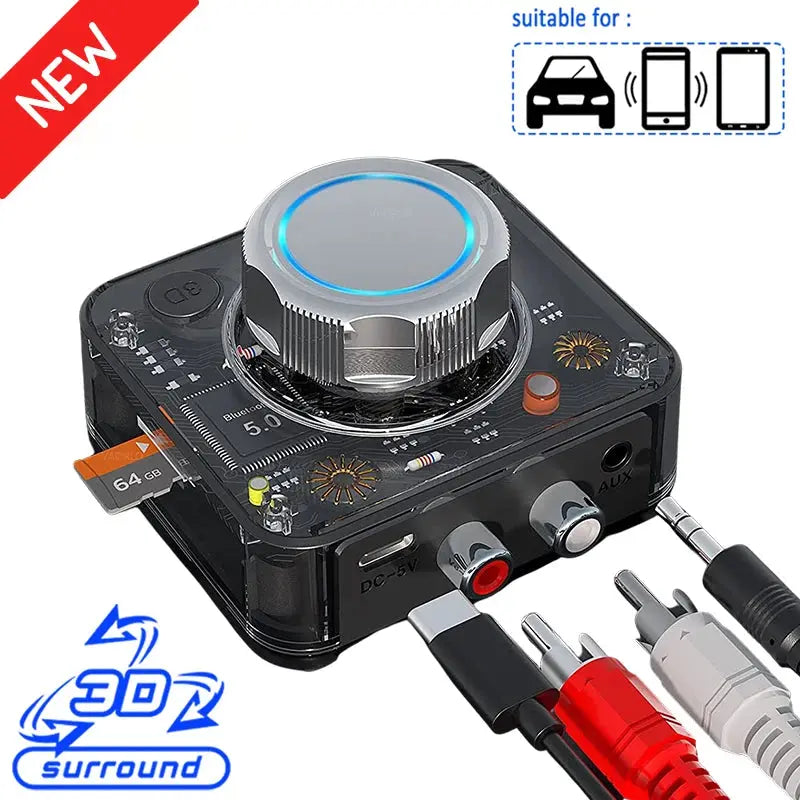 Bluetooth 5.0 Audio Receiver 3D Stereo Music Wireless Adapter TF Card RCA 3.5mm 3.5 AUX Jack For Car Speaker Amplifier Headphone by Reinvent Yourself